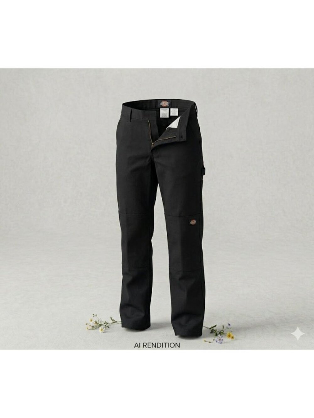 Dickies Men's Double Knee Pants Size 34x32 Measured Blue Relaxed Loose Fit Flaw
